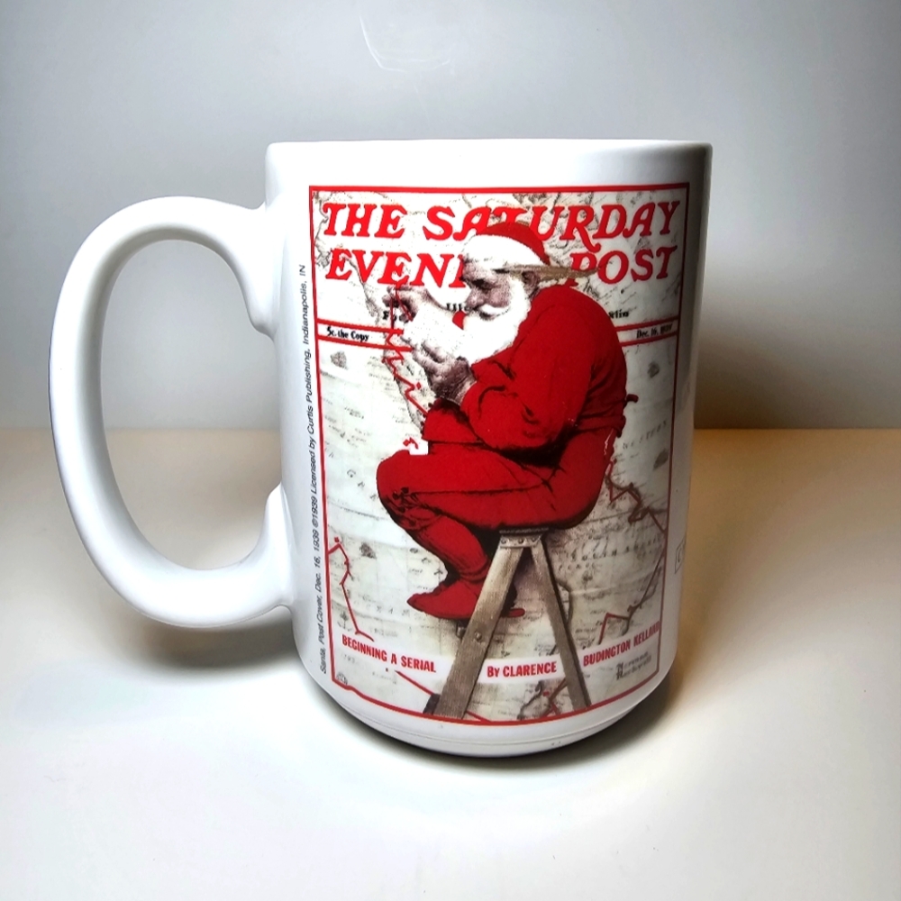 NORMAN ROCKWELL Saturday Evening Post CHRISTMAS MUG Santa Holiday